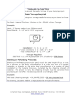 Tonnage Calculation General Formula For Press Tonnage Required