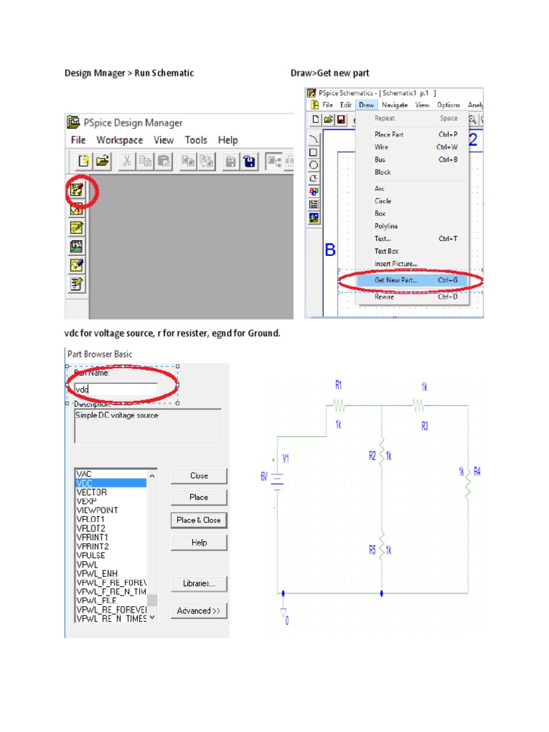 PSpice Schematic Simulation Guide | PDF | Voltage | Electrical Components