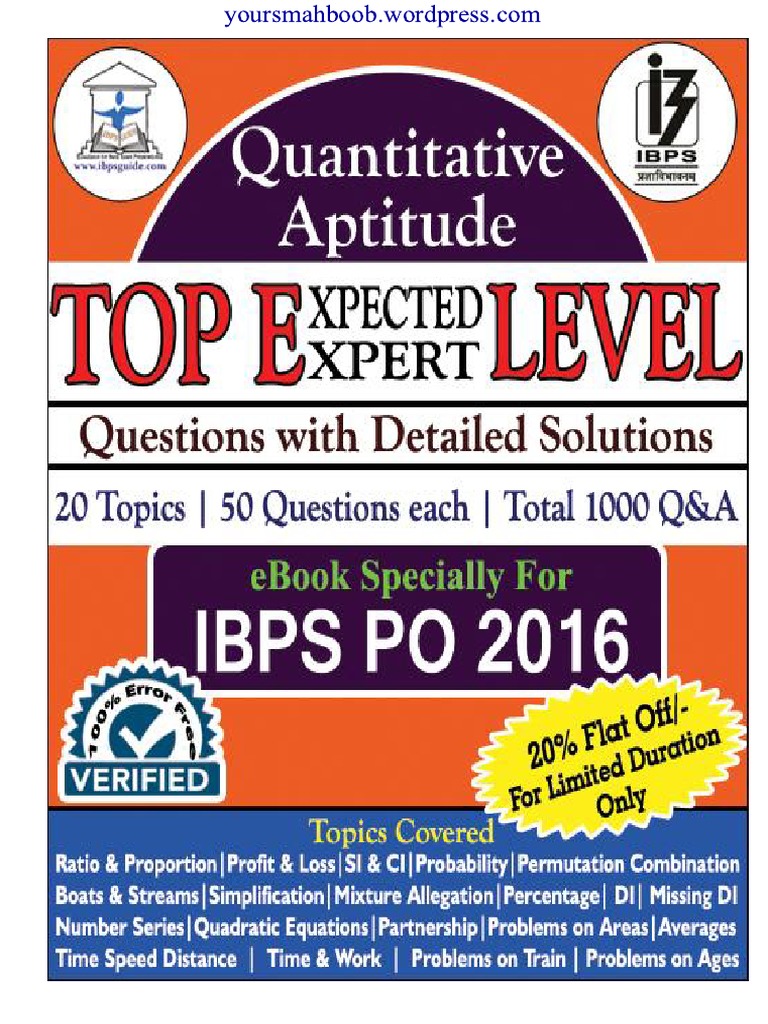 IBPS PO High Level Maths Book | PDF | Odds | Ratio