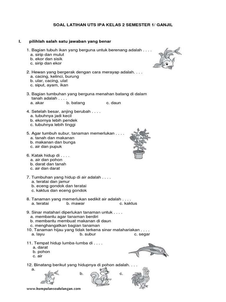 Soal Latihan Uts Ipa Kelas 2 Semester 1 Ok