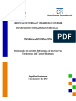 Diplomado en Gestión Estratégica de Las Nuevas Tendencias Del Talento Humano PDF