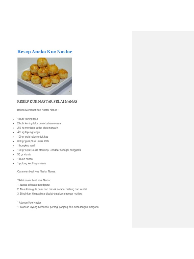 Resep Kue Nastar Gulung 1 Kg
