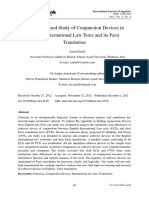 A Corpus-Based Study of Conjunction Devices in English International Law Texts and Its Farsi Translation