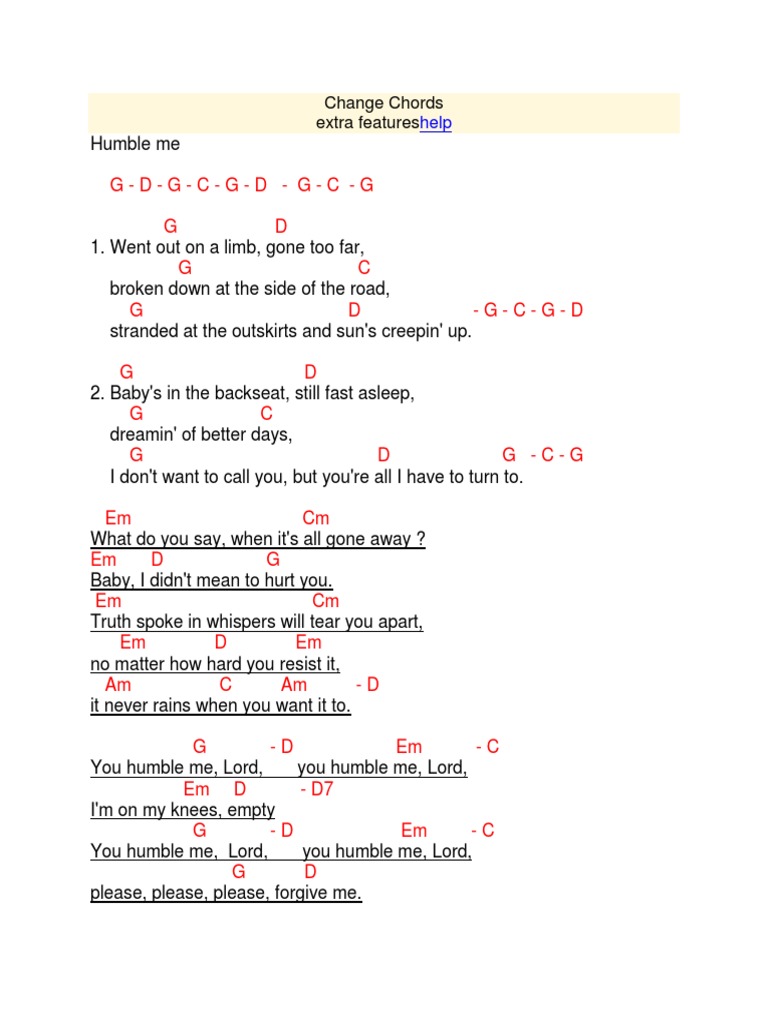 Change Chords Extra Features PDF