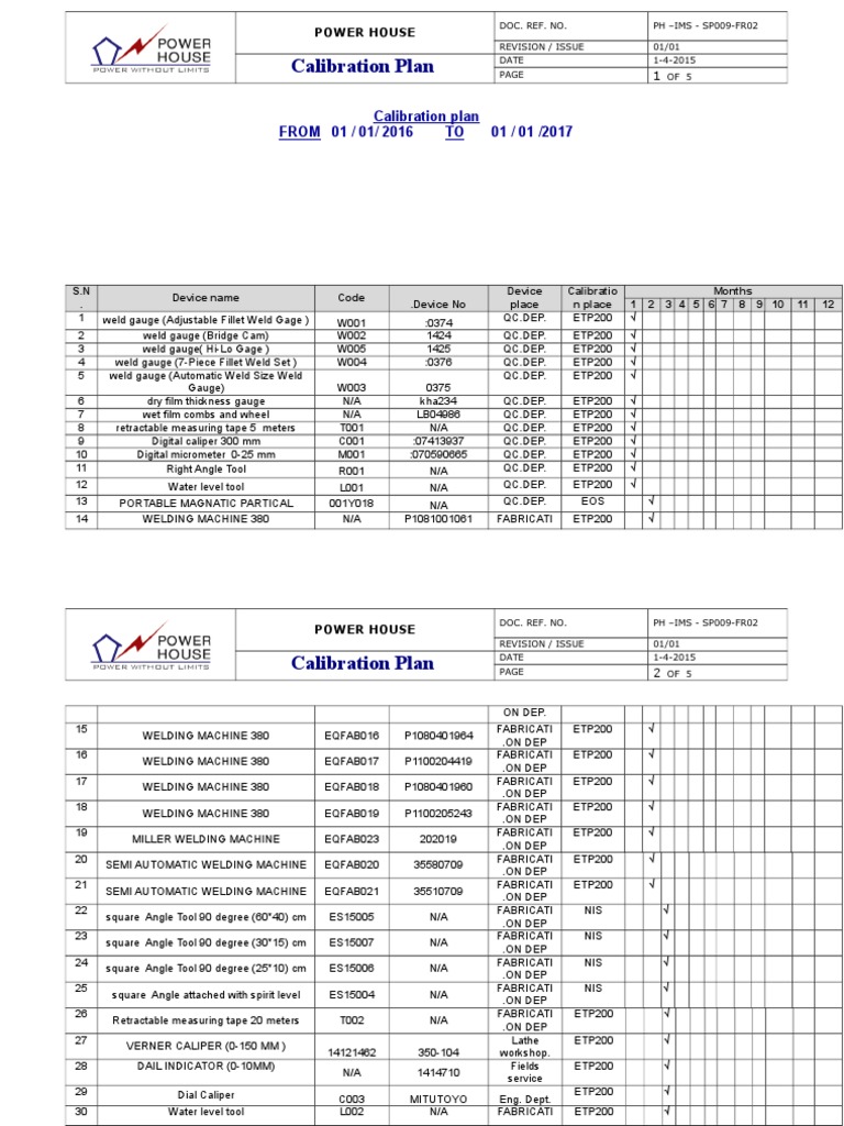 02Calibration Plan 2016.doc Scientific Observation Measuring