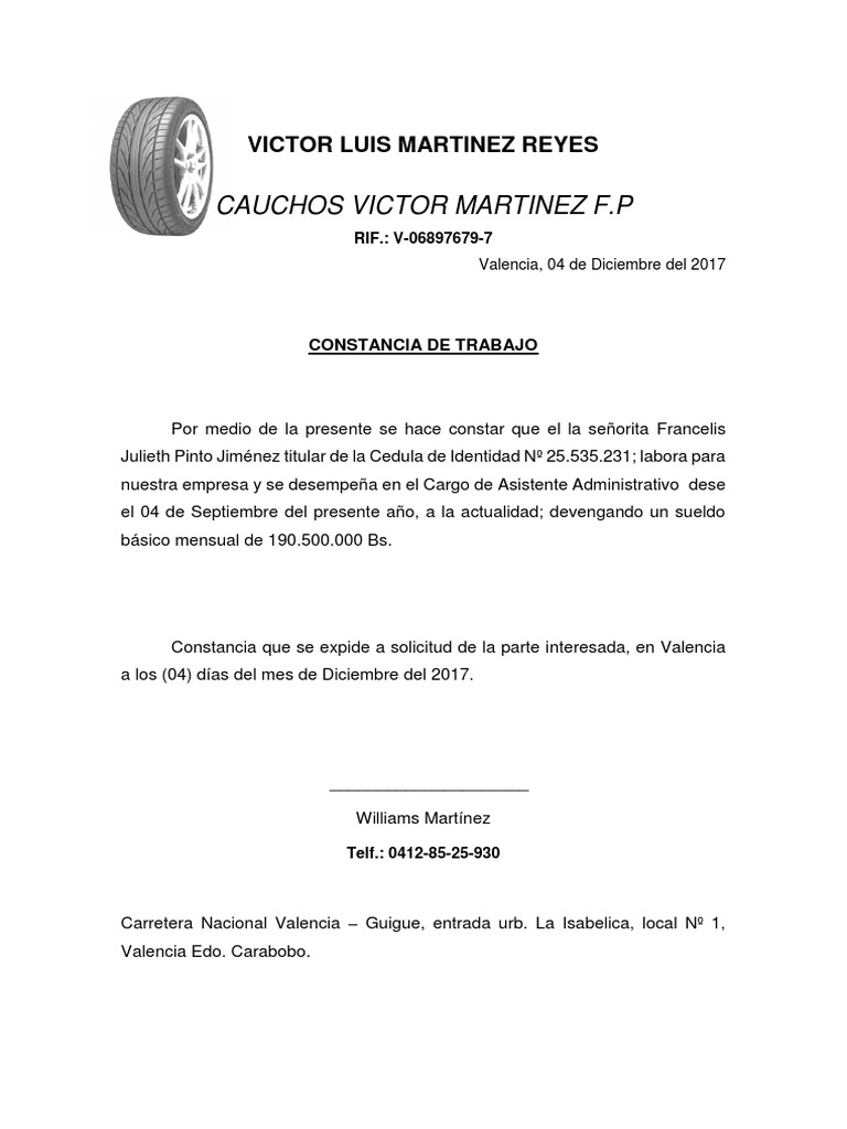 Constancia de Trabajo