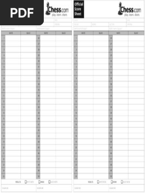 Chess Scoresheets Printable