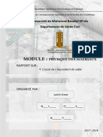 TP L'Essai de L'Équivalent de Sable 1er Mastre Matériaux