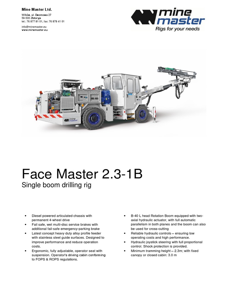Face Master 2.3-1B Drilling Rig Overview | PDF | Truck | Vehicles