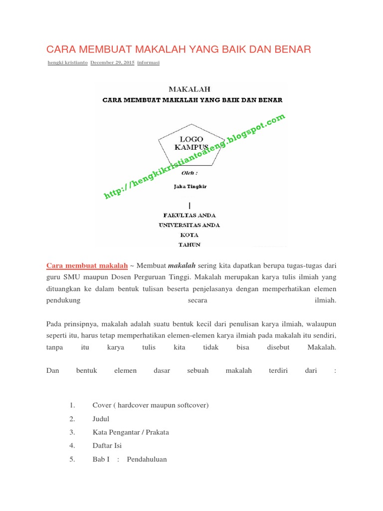 Cara Membuat Makalah Yang Baik Dan Benar