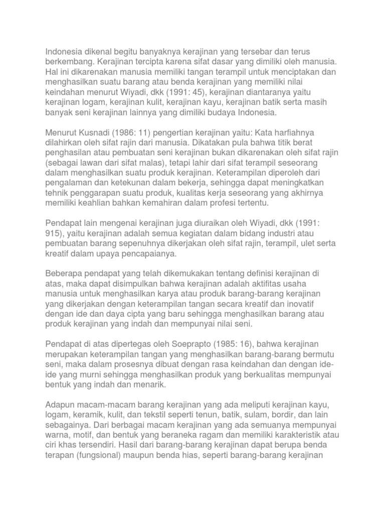 Pengertian Kerajinan Menurut Para Ahli Pdf