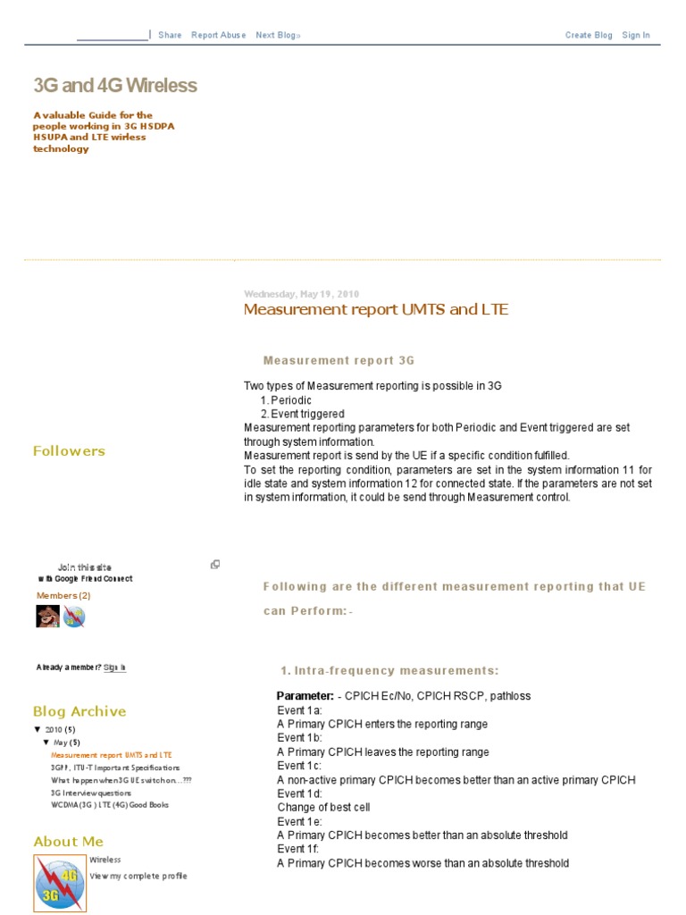 Measurement Report Umts And Lte Pdf Pdf 3 G High Speed Packet Access