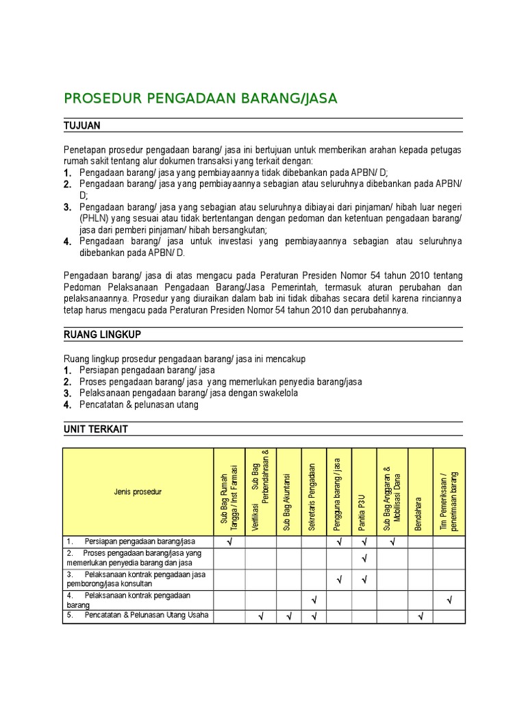 Prosedur Pengadaan Barang Dan Jasa | PDF