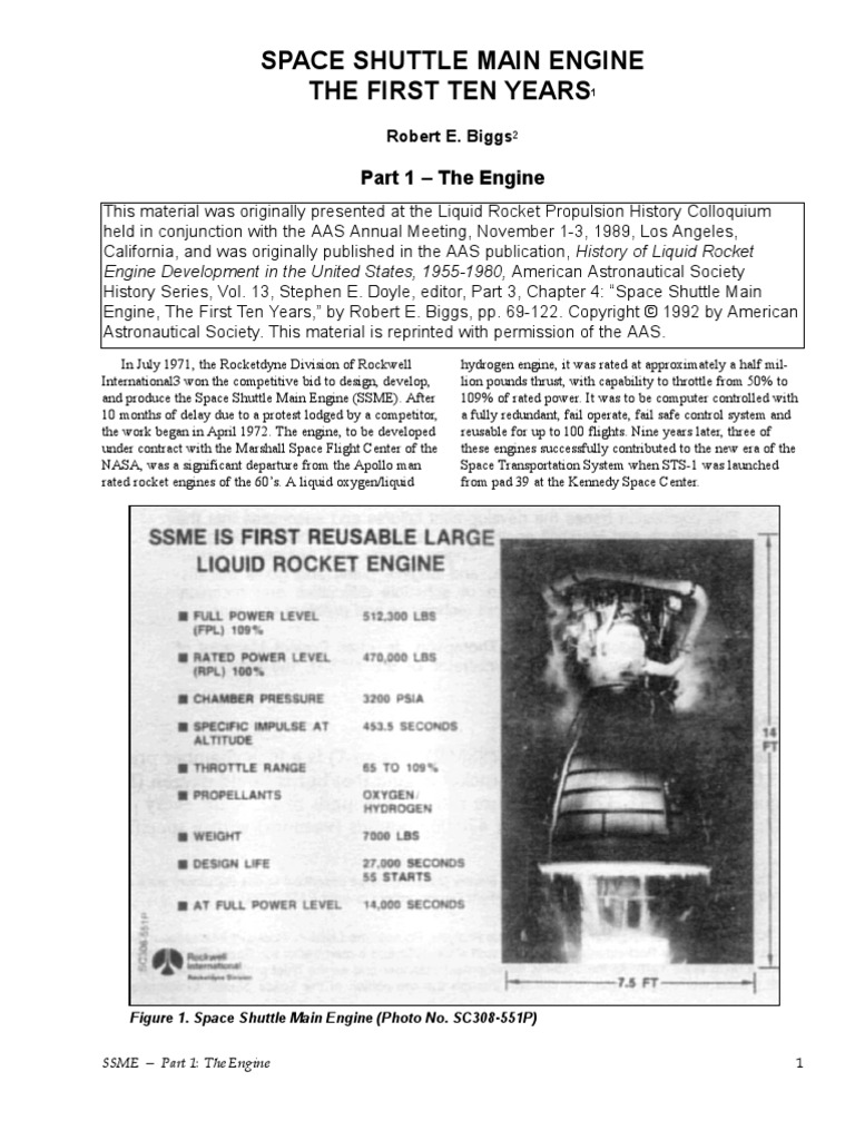 Space Shuttle Main Engine The First Ten Years - 1 | PDF | Space Shuttle ...