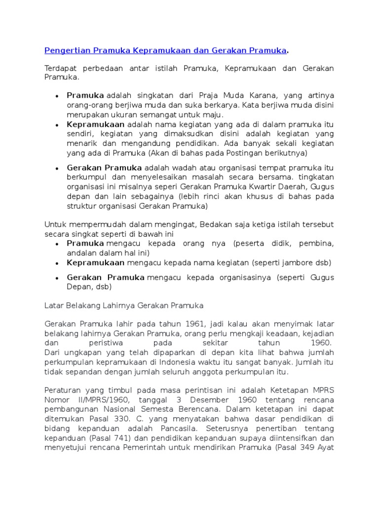 Pengertian Pramuka Kepramukaan Dan Gerakan Pramuka