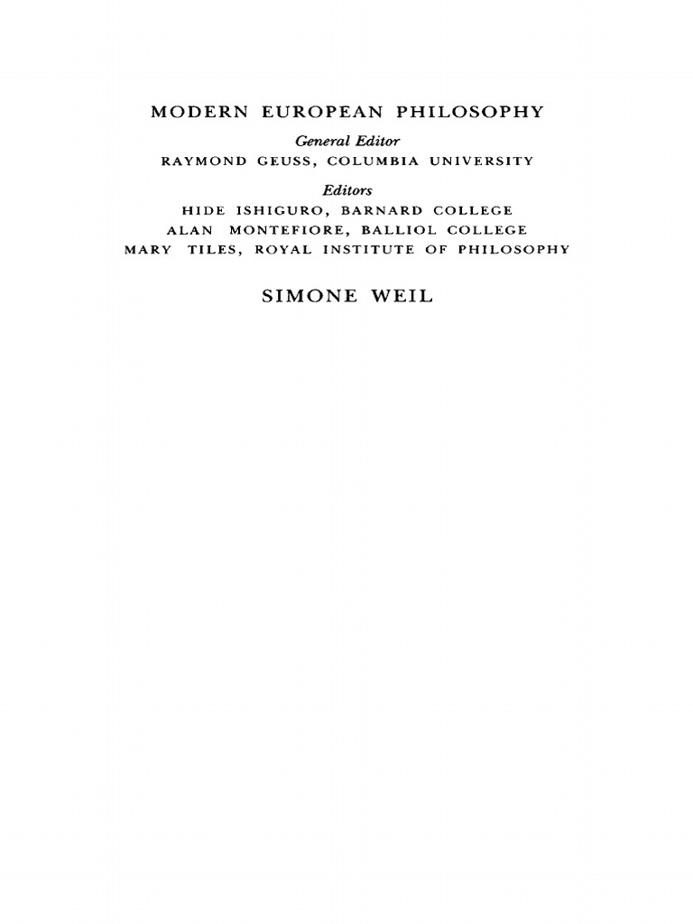Peter Winch Simone Weil The Just Balance Pdf Rene Descartes Thought