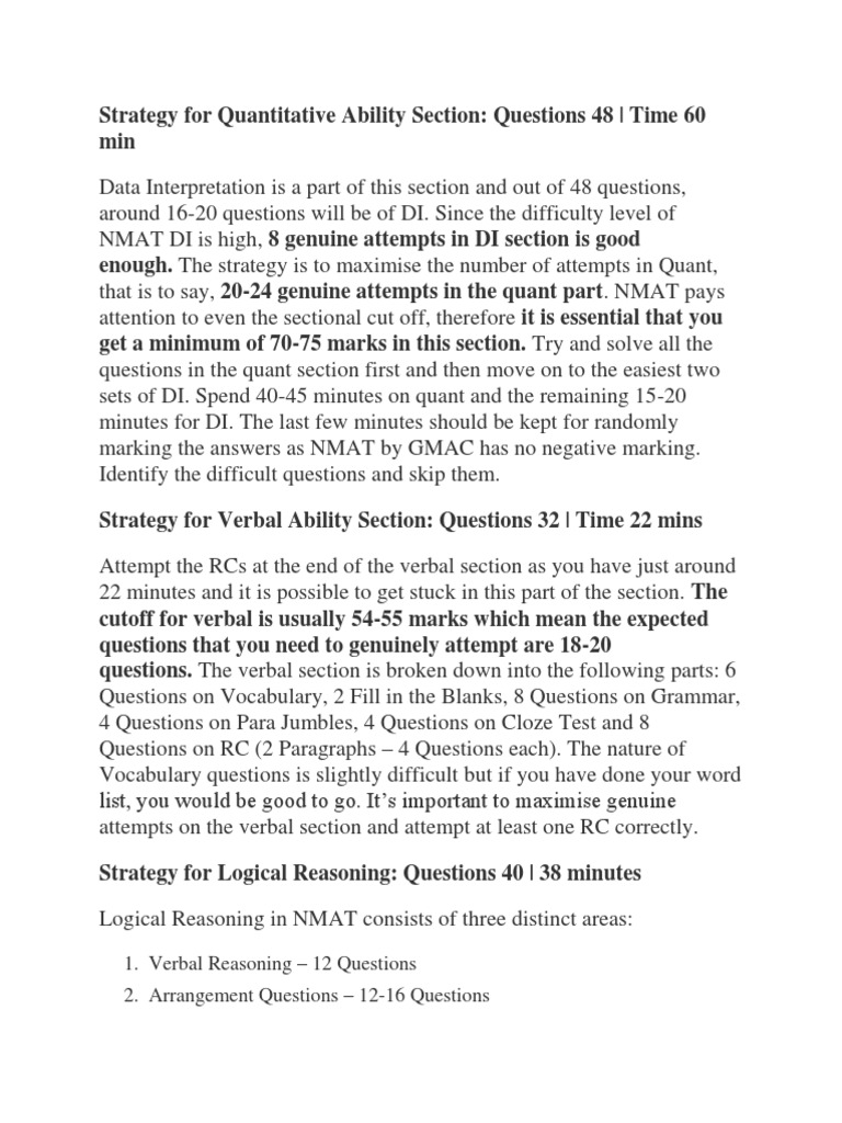 Strategy For Quantitative Ability Section | PDF | Learning ...