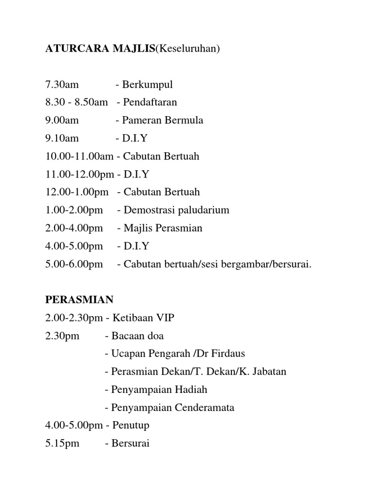 Majlis Bersurai In English Afiit