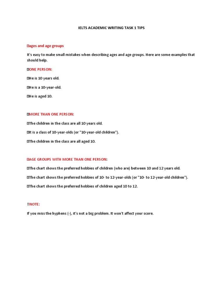 Ielts Academic Writing Task 1 Tips | PDF | Wellness
