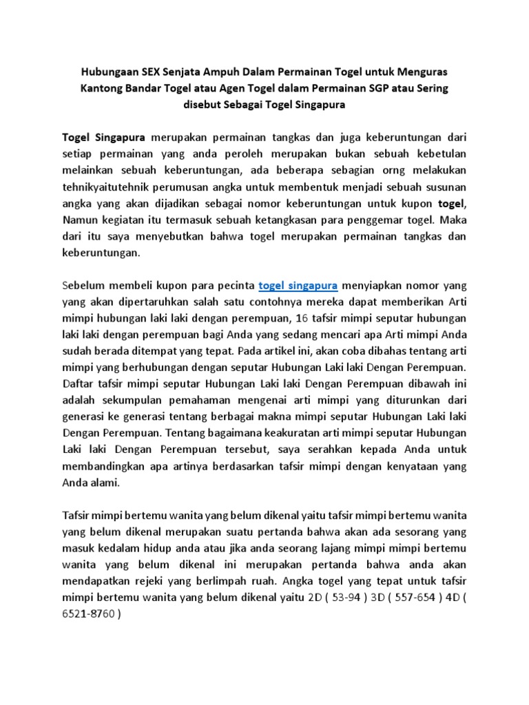Apa Arti Togel Dalam Bahasa Indonesia
, Mengahadapai Bandar Togel Sex Mampu Mendukung Performa Dalam Judi Togel Agar Nyaman Dalam Bermain Togel Singapura