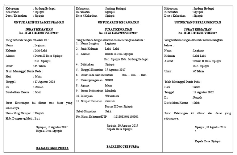 Surat Kematian Kartu Kuning