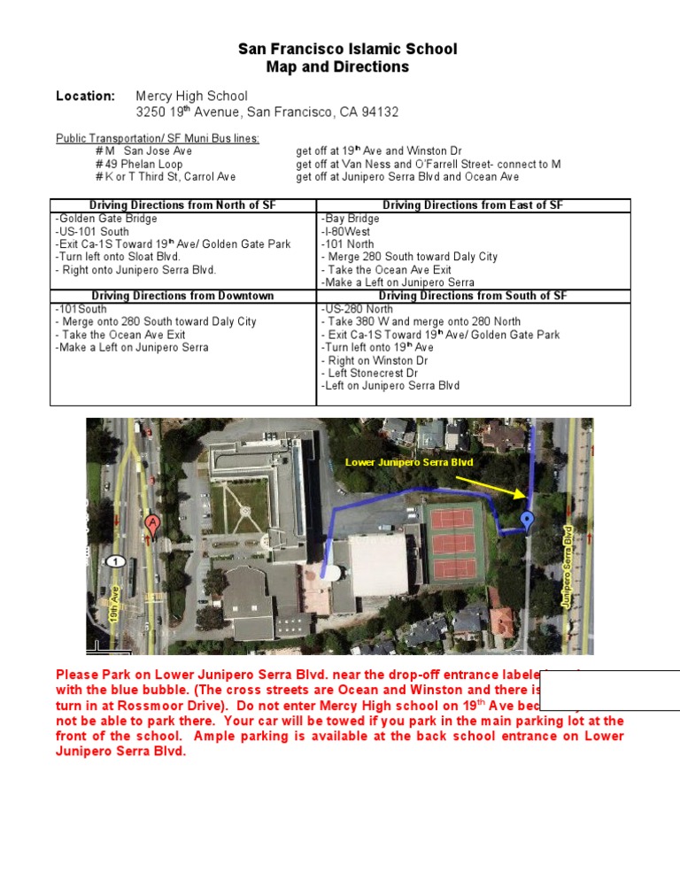 Directions to San Francisco Islamic School | PDF