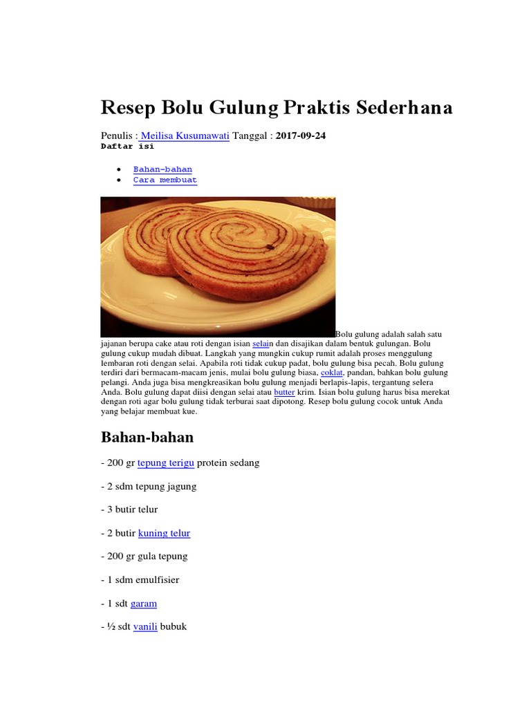  Resep  Bolu  Gulung  Praktis Sederhana 