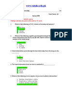 Cognitive Psychology - PSY504 Spring 2008 Quiz 01 Solution