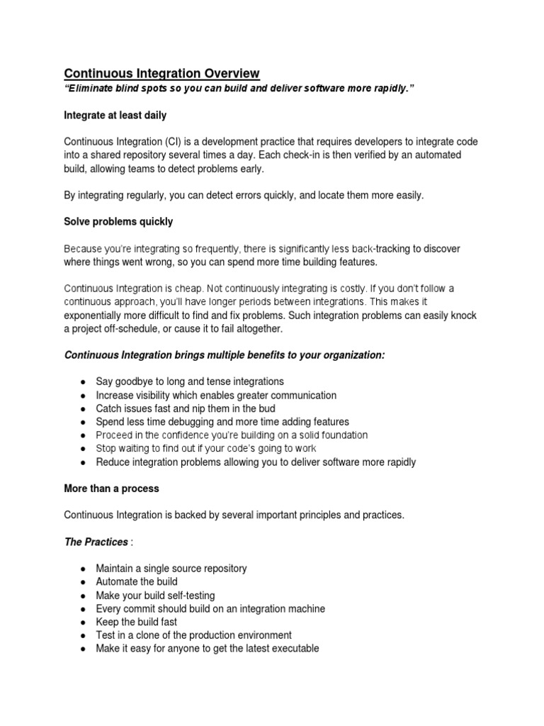 Continuous Integration Best Practices Guide | PDF | Software ...