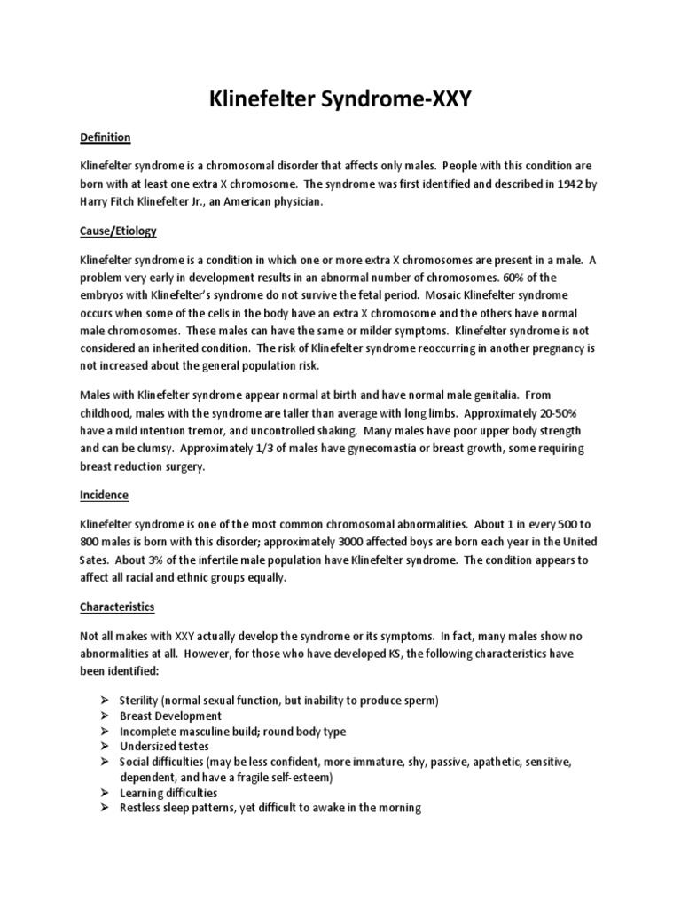 Klinefelter.pdf | Diseases And Disorders | Clinical Medicine