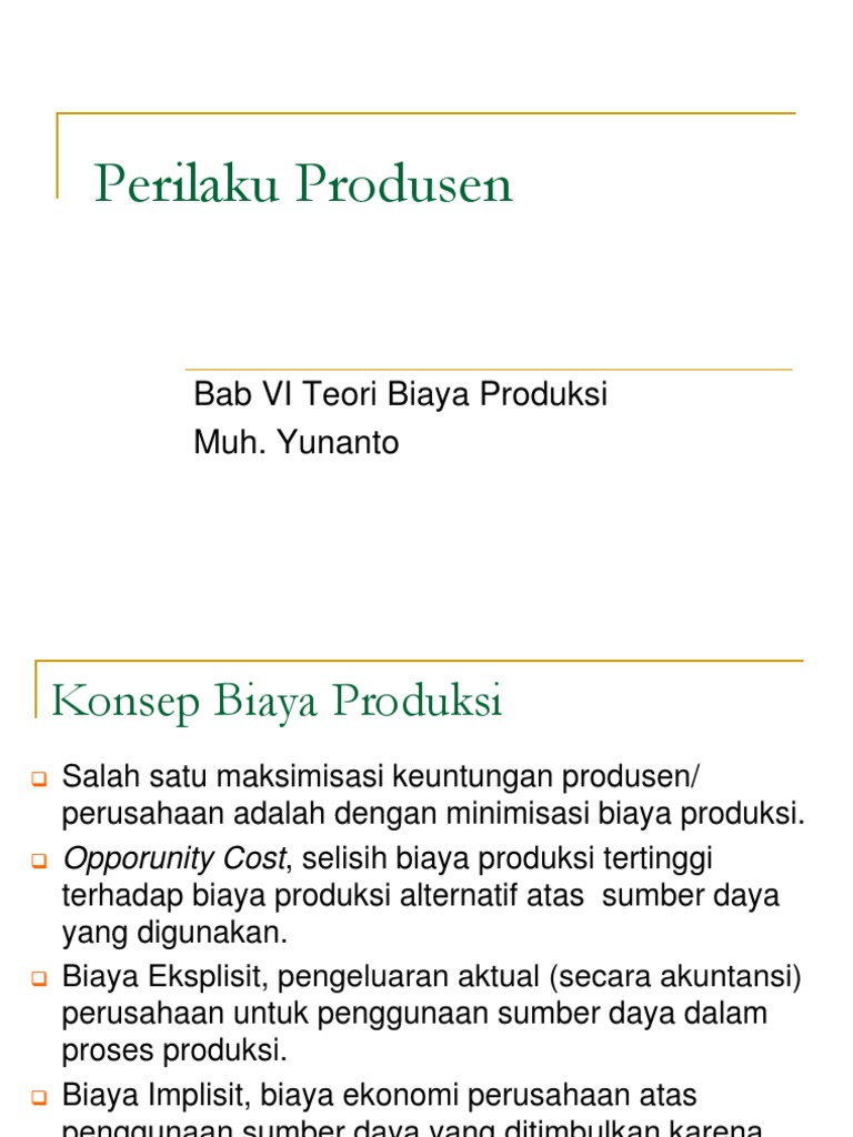 Bab Vi Teori Biaya Produksi