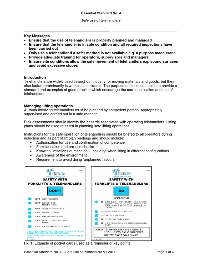 Safe Use of Telehandlers Guidelines | PDF | Elevator | Transport
