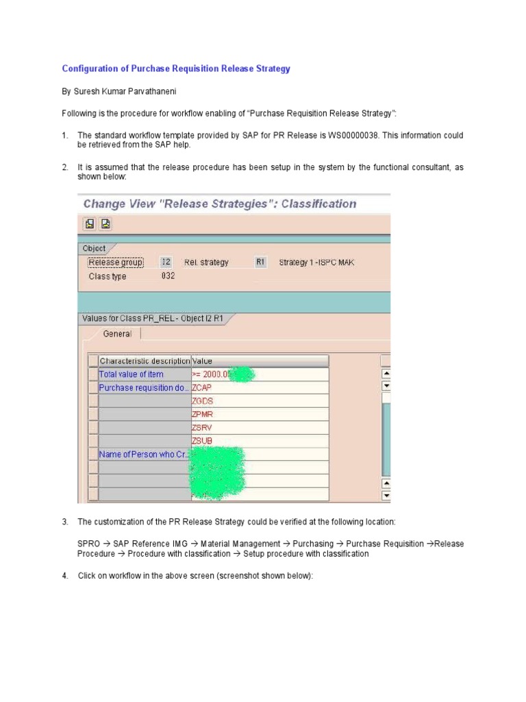 Configuration of Purchase Requisition Release Stratejy | PDF