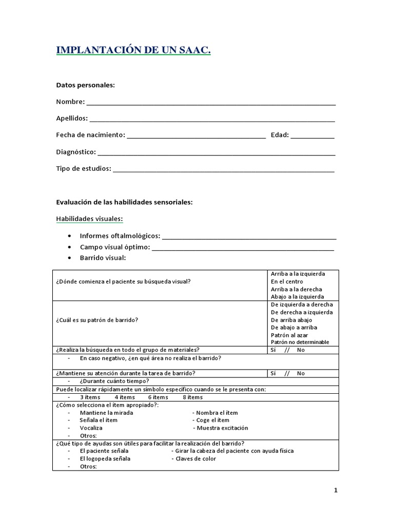 Registro y Evaluación del SAAC | PDF | Ciencia cognitiva | Cognición