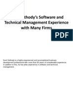 Sunil Vethody's Software and Technical Management Experience With Many Firms