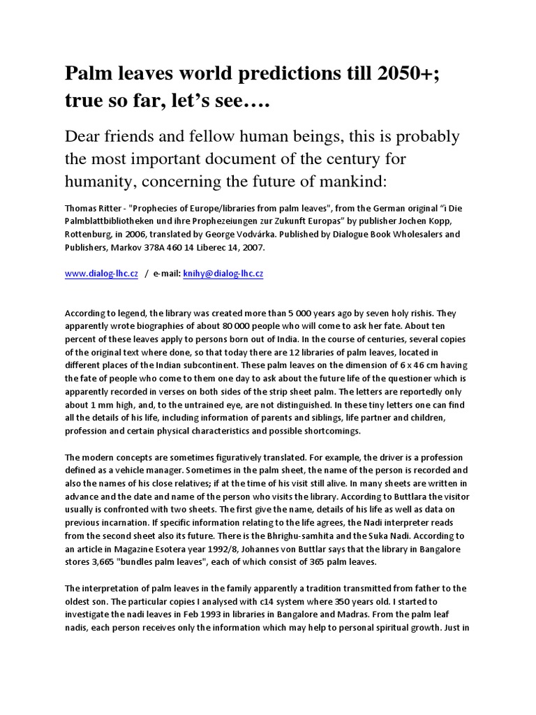 Bhrigu Samhita Predictions 2000 2050 PDF PDF Volcano European Union