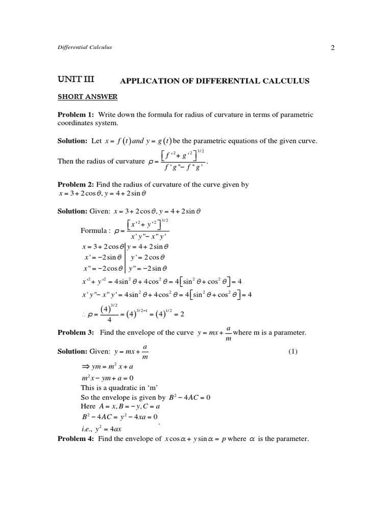Application Differential Calculus | PDF | Curvature | Trigonometric ...
