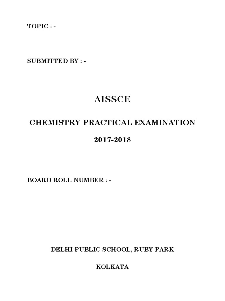 Aissce: Chemistry Practical Examination 2017-2018 | PDF