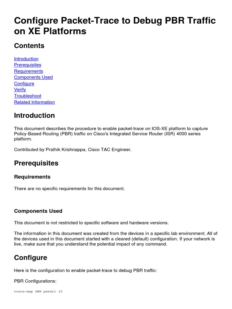 Configure Packet Trace To Debug PBR Traf | PDF | Ip Address | Router ...