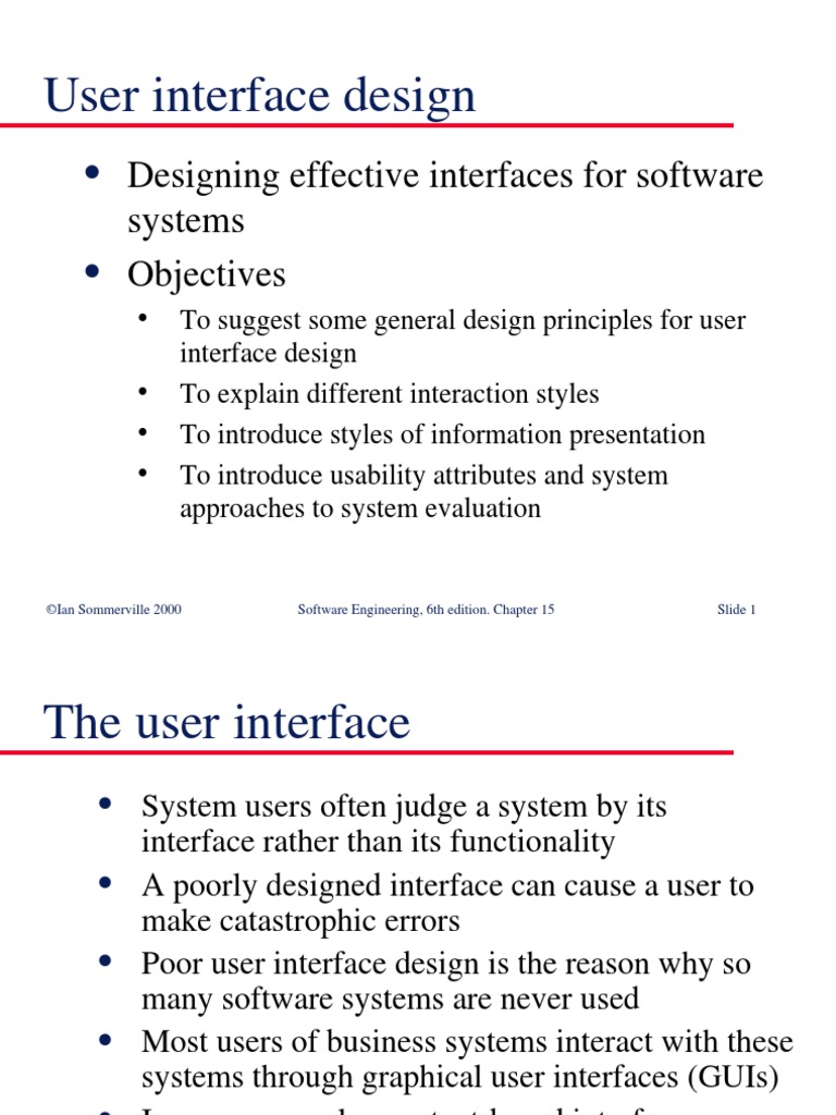 User Interface Design Short Description Graphical User Interfaces User Interface Design