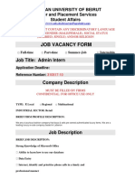 Job Vacancy Form: Job Title: Admin Intern