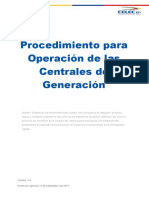 Procedimiento para Operación de Las Centrales de Generación