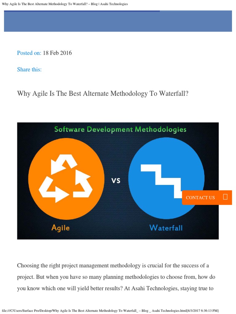 Agile vs. Waterfall: Best Methodology | PDF | Software Development ...