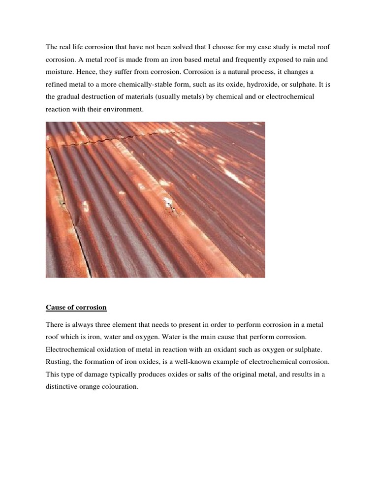 Metal Roof Corrosion Case Study | PDF | Rust | Corrosion