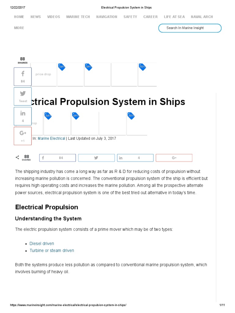 Electrical Propulsion System in Ships | PDF | Marine Propulsion | Engines