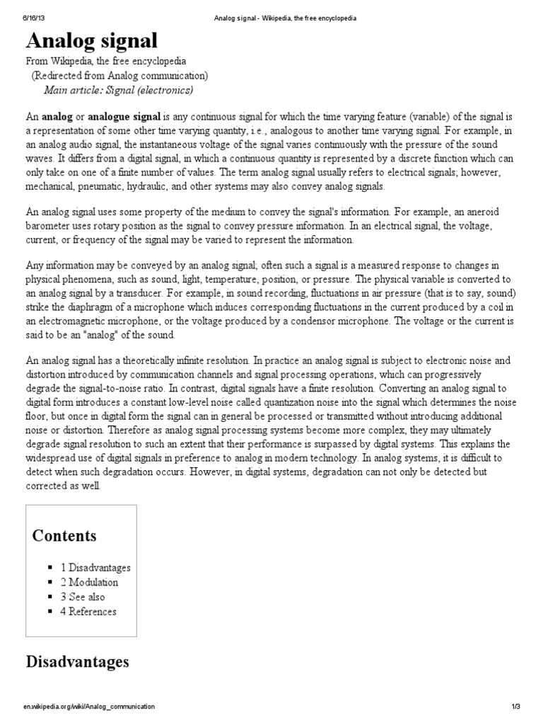 Analog Signal | PDF | Analog Signal | Signal Processing
