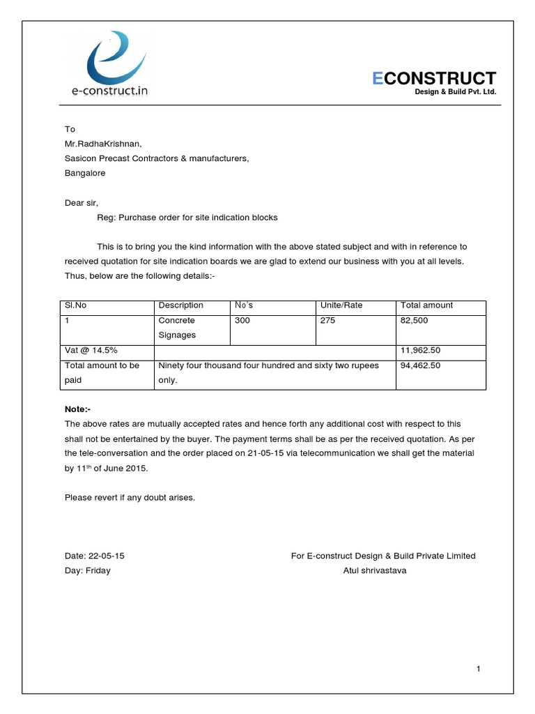 Po For Signages | PDF