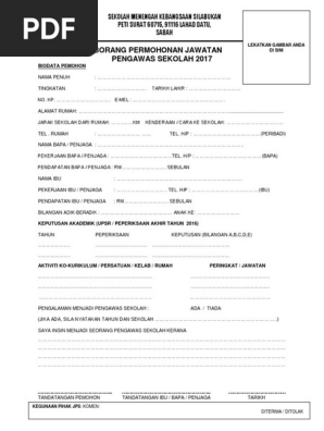 Borang Permohonan Pengawas 2016 Pdf