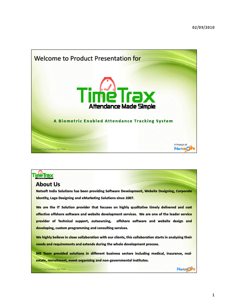 TimeTrax Presentation | PDF | Biometrics | Databases