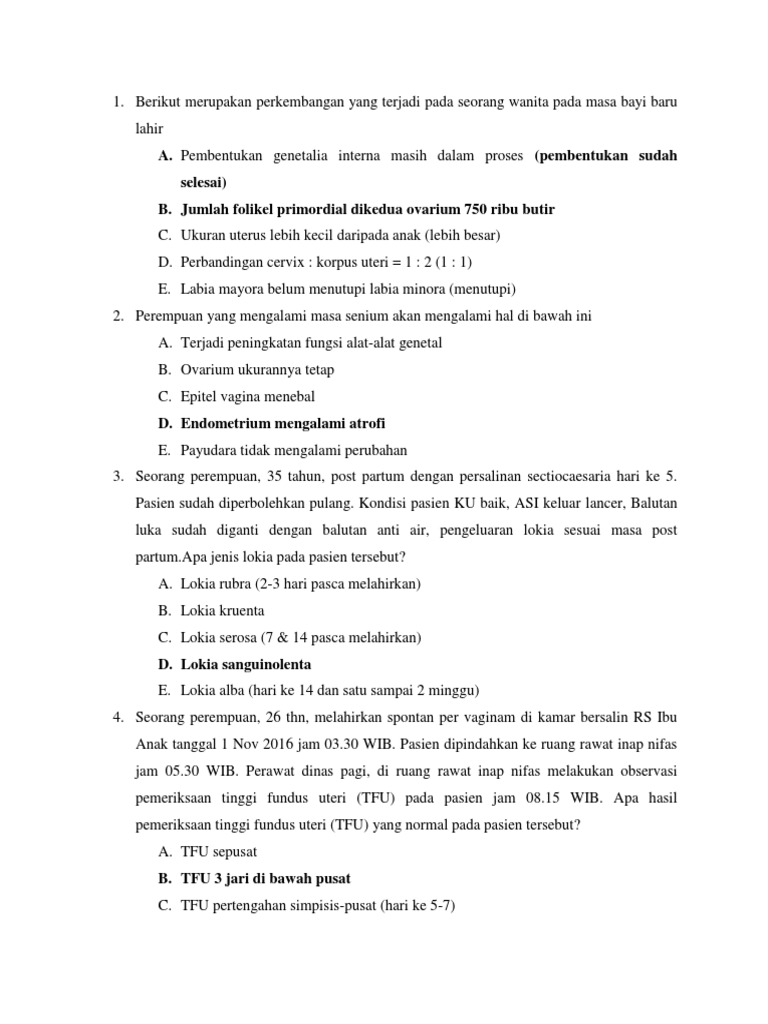 Soal Maternitas Uts 2016 Semester 3